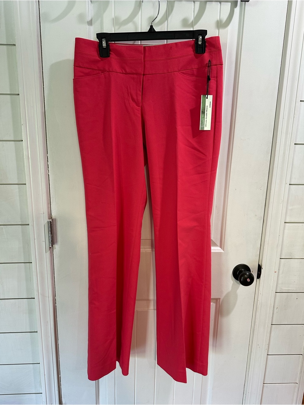 Express Bright Pink editor flare Ponte Pants double weave